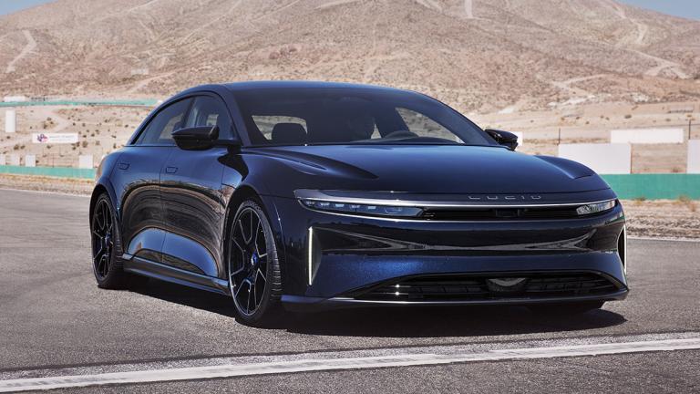 2025 Lucid Air Sapphire in blue.